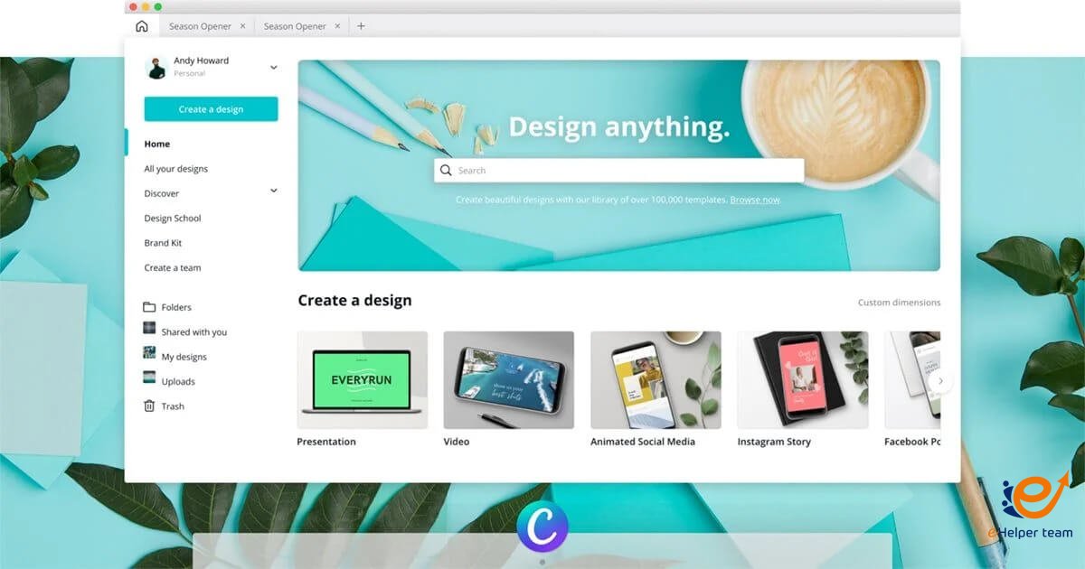 شرح تطبيق Canva: كيف تصمم كل شيء (صور، سيرة ذاتية، فيديوهات) مجاناً 1 شرح تطبيق Canva